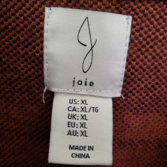 Joie Plaid Knit Shacket Full Zip Multicolor Sweater Jacket Womens Sz XL - Picture 5 of 10